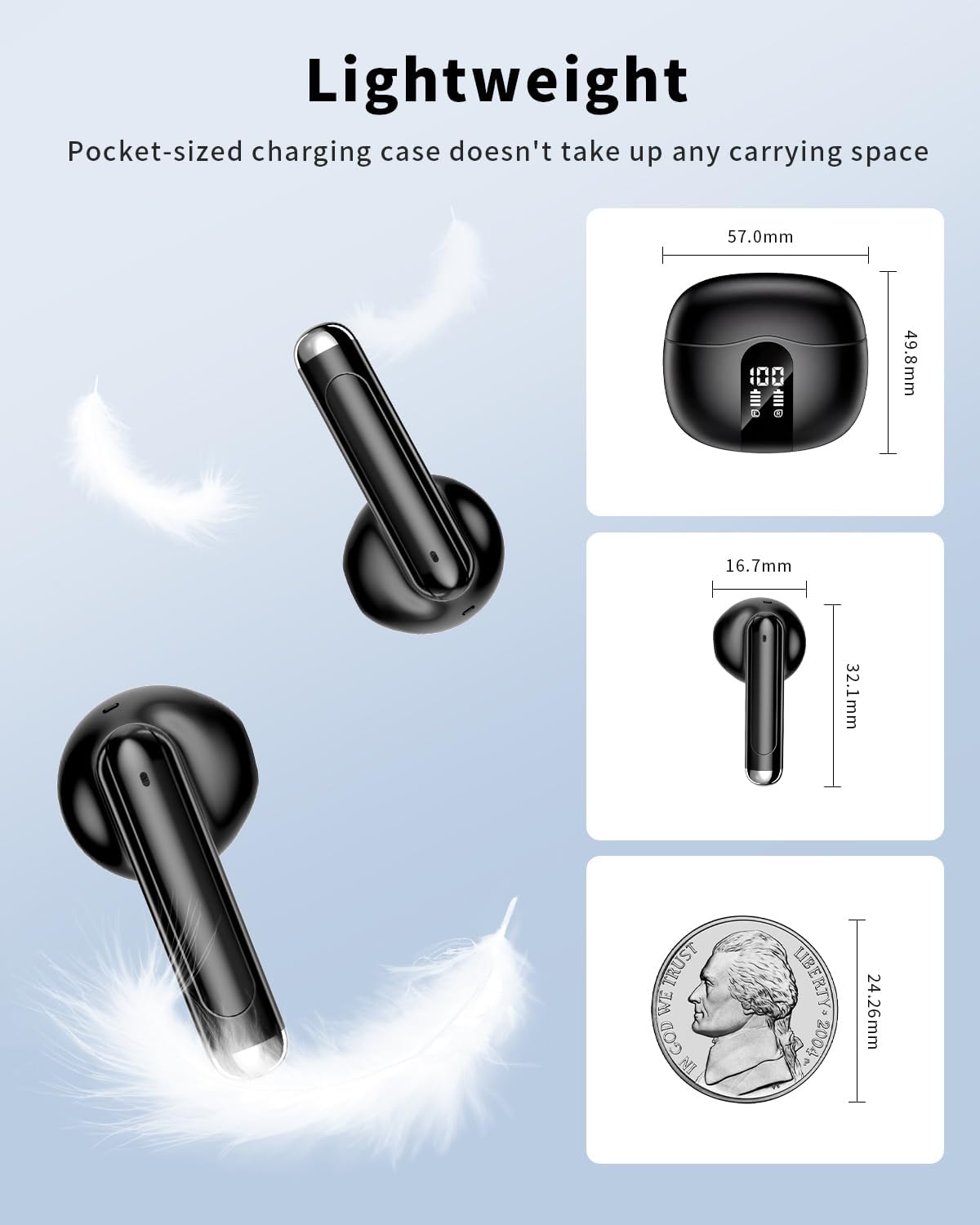 Bass Stereo Wireless Earbuds with Noise Cancelling Mic - Image 2