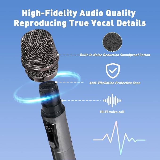 Wireless Handheld Microphones for Singing with 500 FT Reception - Image 2